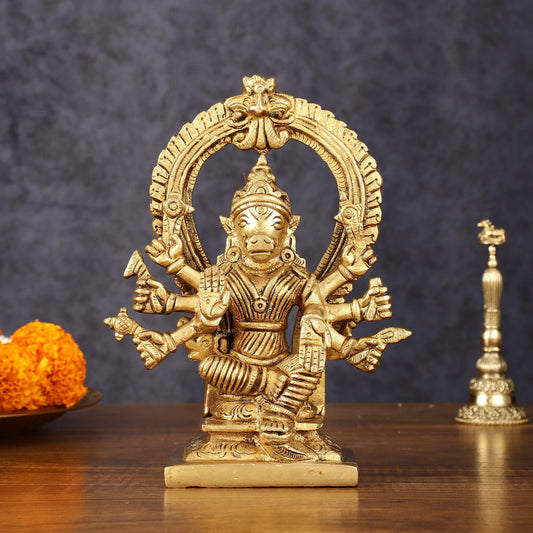 Brass Superfine Goddess Varahi Idol - 7 Inch - Sama Homes Idol - Brass Sculpture