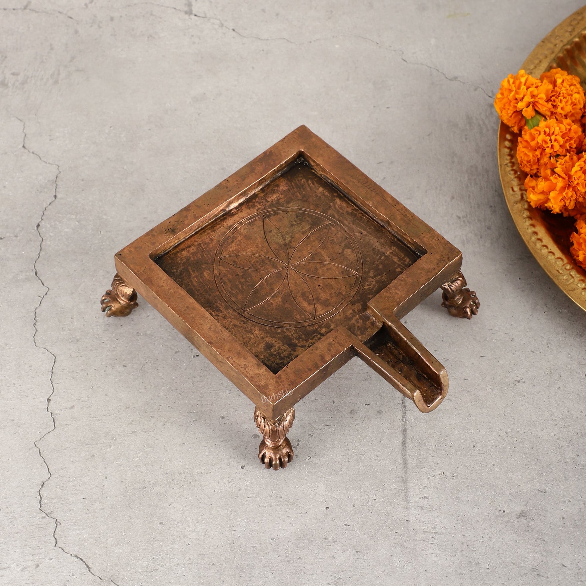Pure Copper Abhishekam Patra Chowki for Daily Pooja - Sama Homes Idol - Brass Sculpture - Eco-friendly - Sama Homes