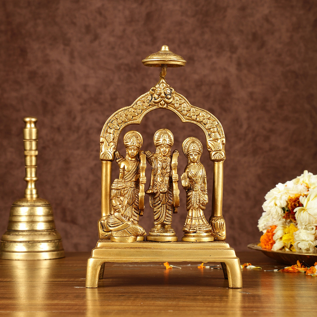 Brass Ram Darbar Idol | Height: 9.5 inch | 100% Certified Copper & Brass - Sama Homes Idol - Brass Sculpture - Eco-friendly - Sama Homes
