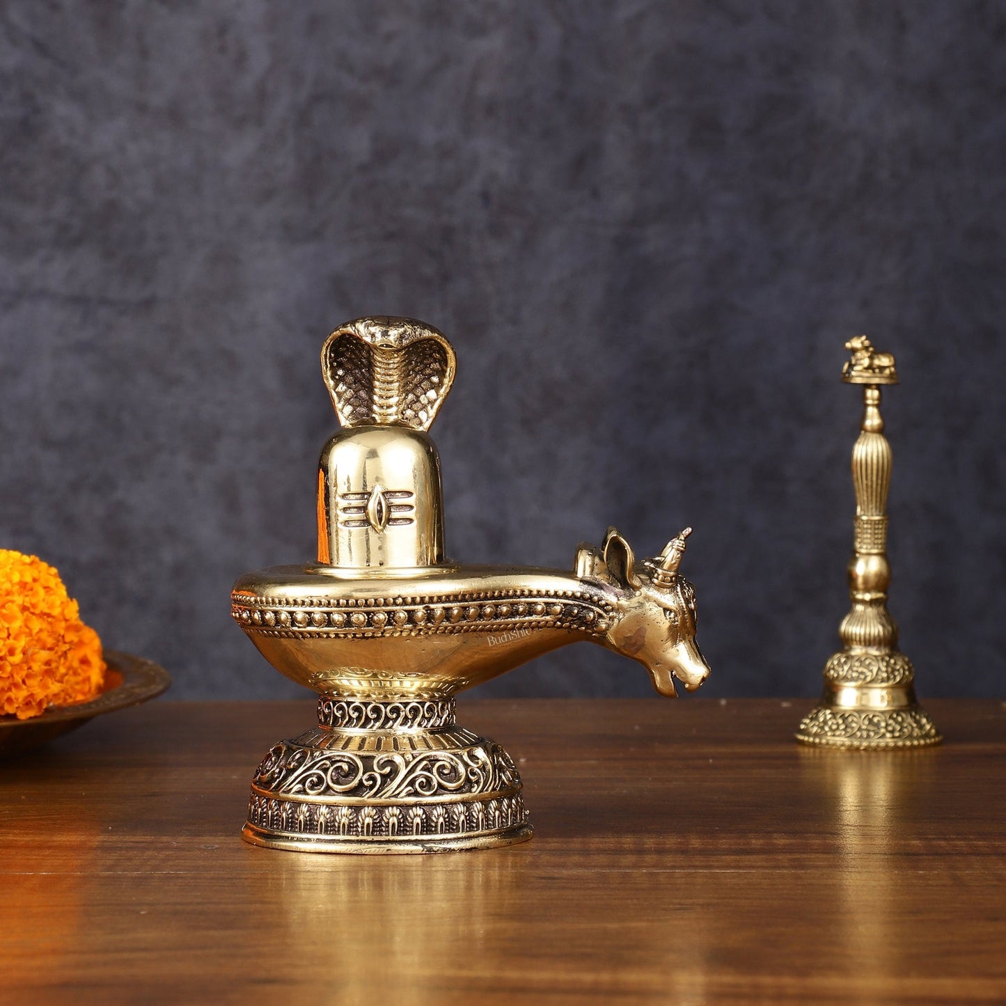 Pure Brass Superfine Lord Shiva Lingam - 5 Inch - Sama Homes Idol - Brass Sculpture