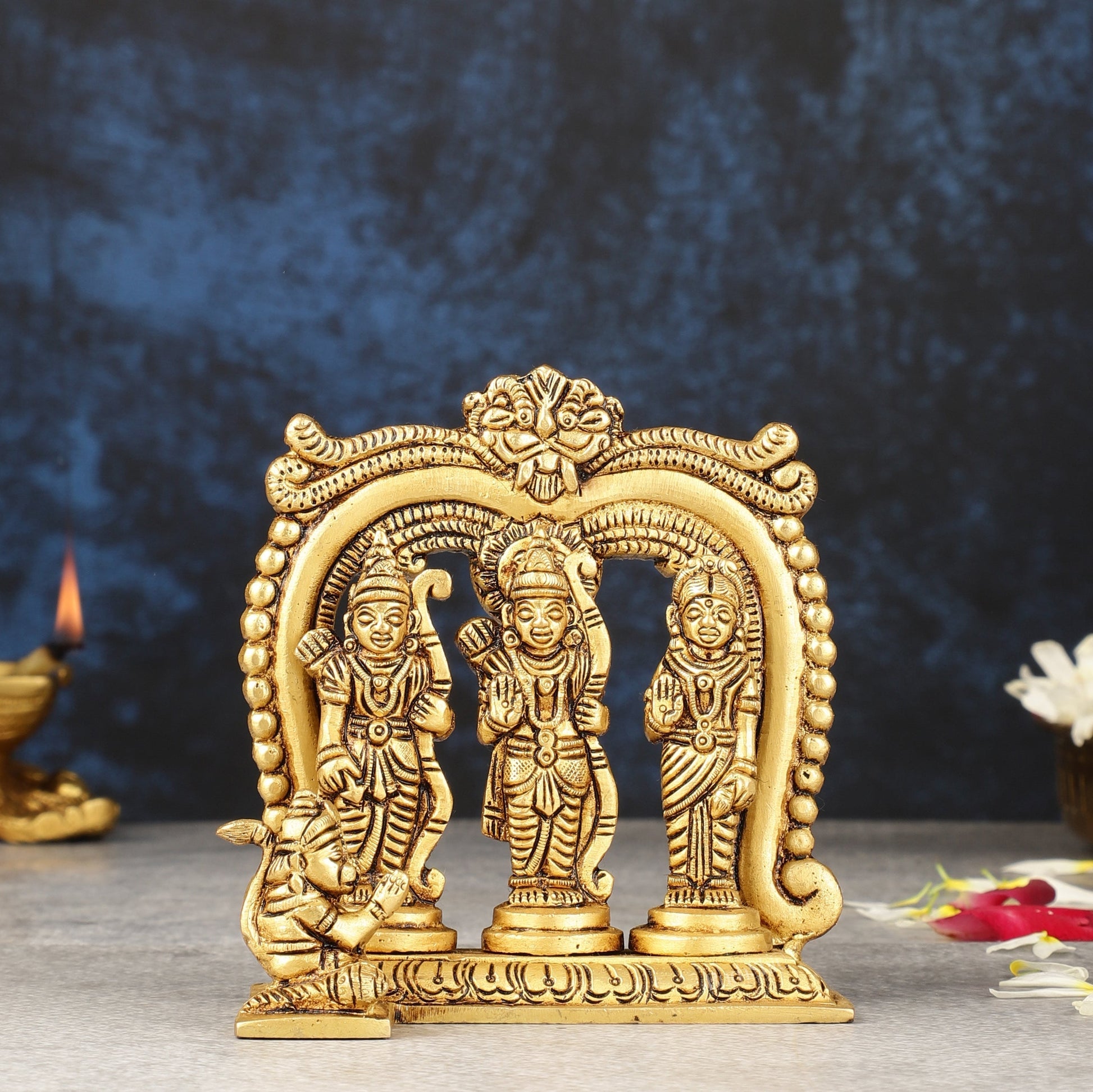 Brass small ram darbar idol 4.5 inch | 100% Certified Copper & Brass - Sama Homes Idol - Brass Sculpture - Eco-friendly - Sama Homes