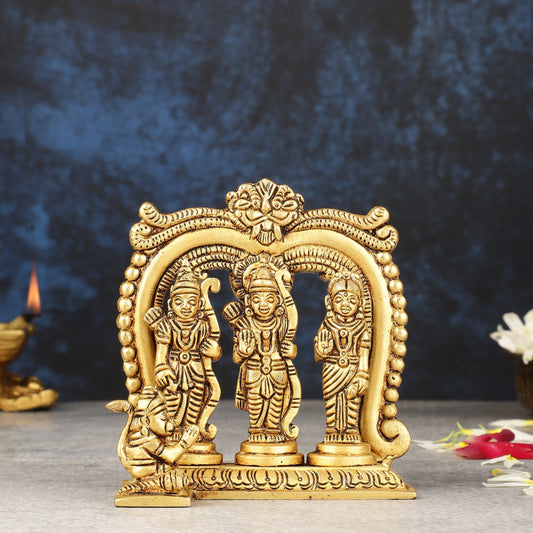 Brass small ram darbar idol 4.5 inch | 100% Certified Copper & Brass - Sama Homes Idol - Brass Sculpture