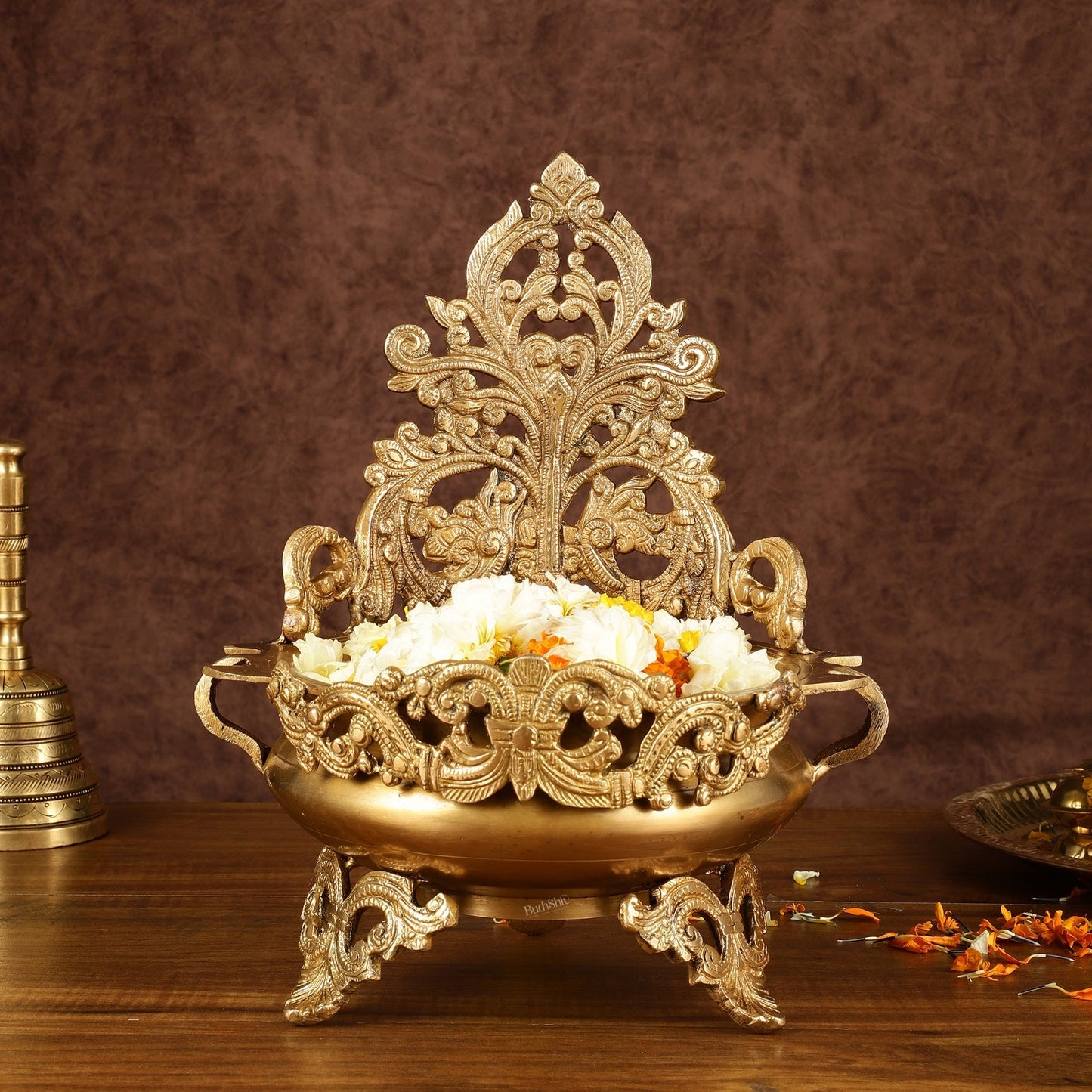 Elegant Brass Urli Bowl | Height: 12 inch – Sama Homes