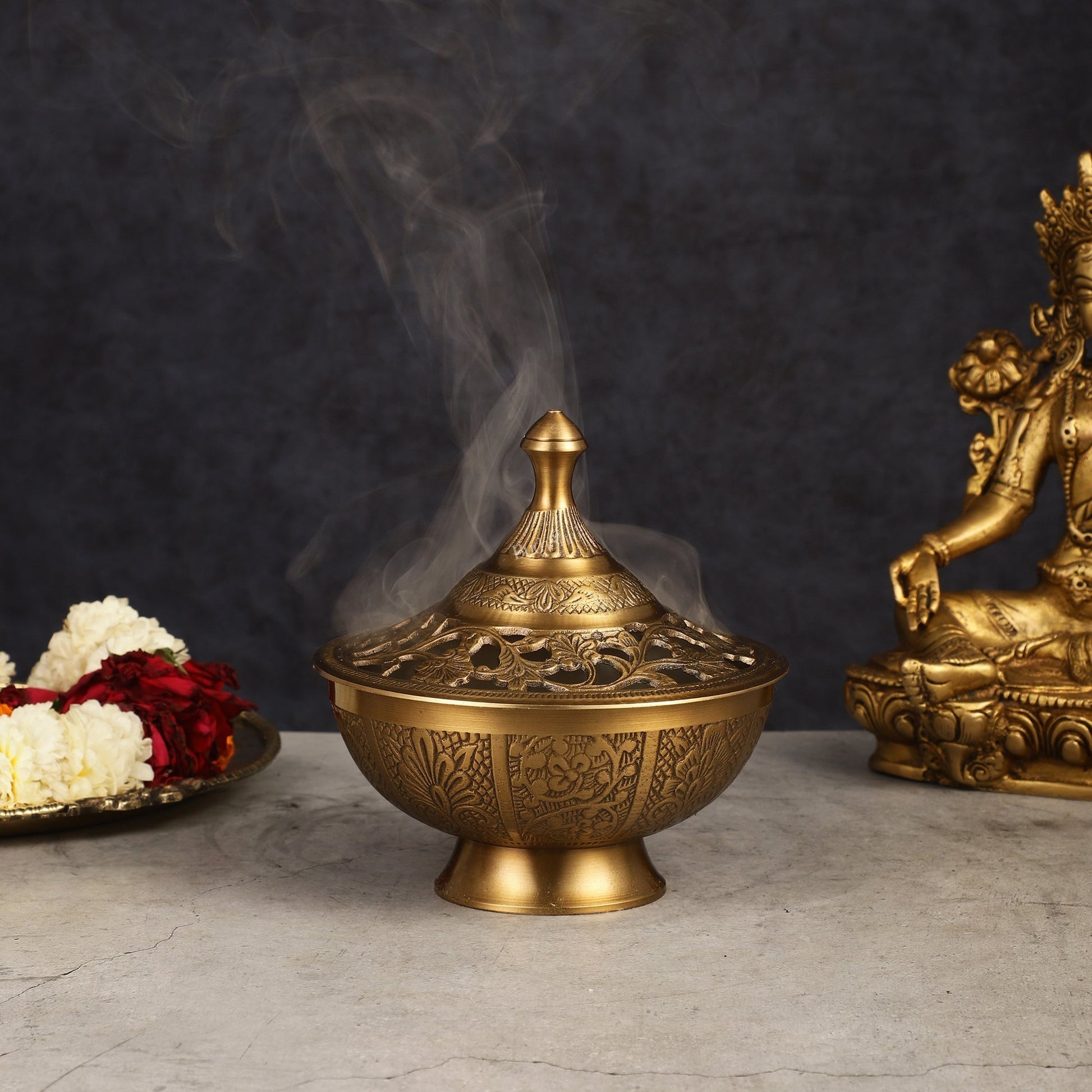Brass Loban Daan Dhoop Daani 6" - Eco-friendly - Sama Homes