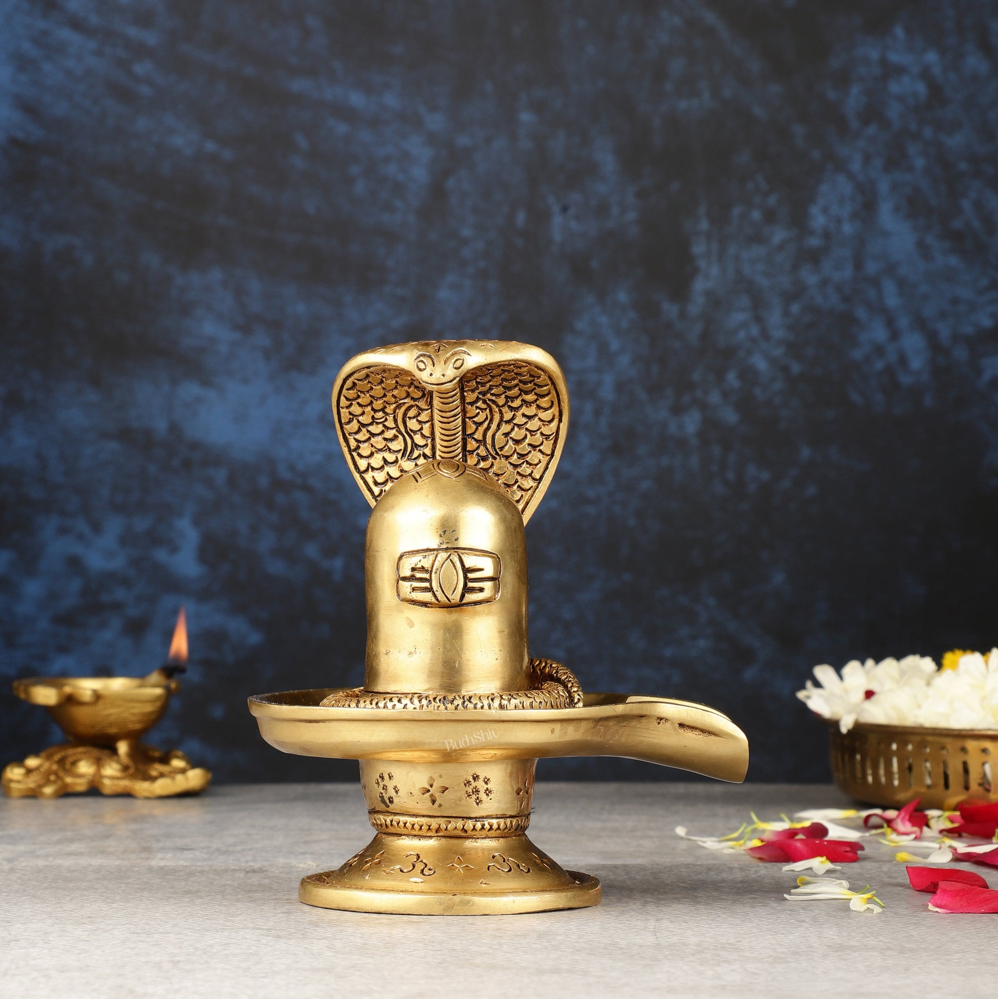 Brass Superfine Shiv Ling - 6" - Sama Homes Idol - Brass Sculpture - Eco-friendly - Sama Homes