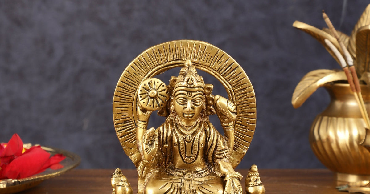 Brass Surya Dev Ravi Sun Idol for Pooja & Vastu - 4 Inch Height