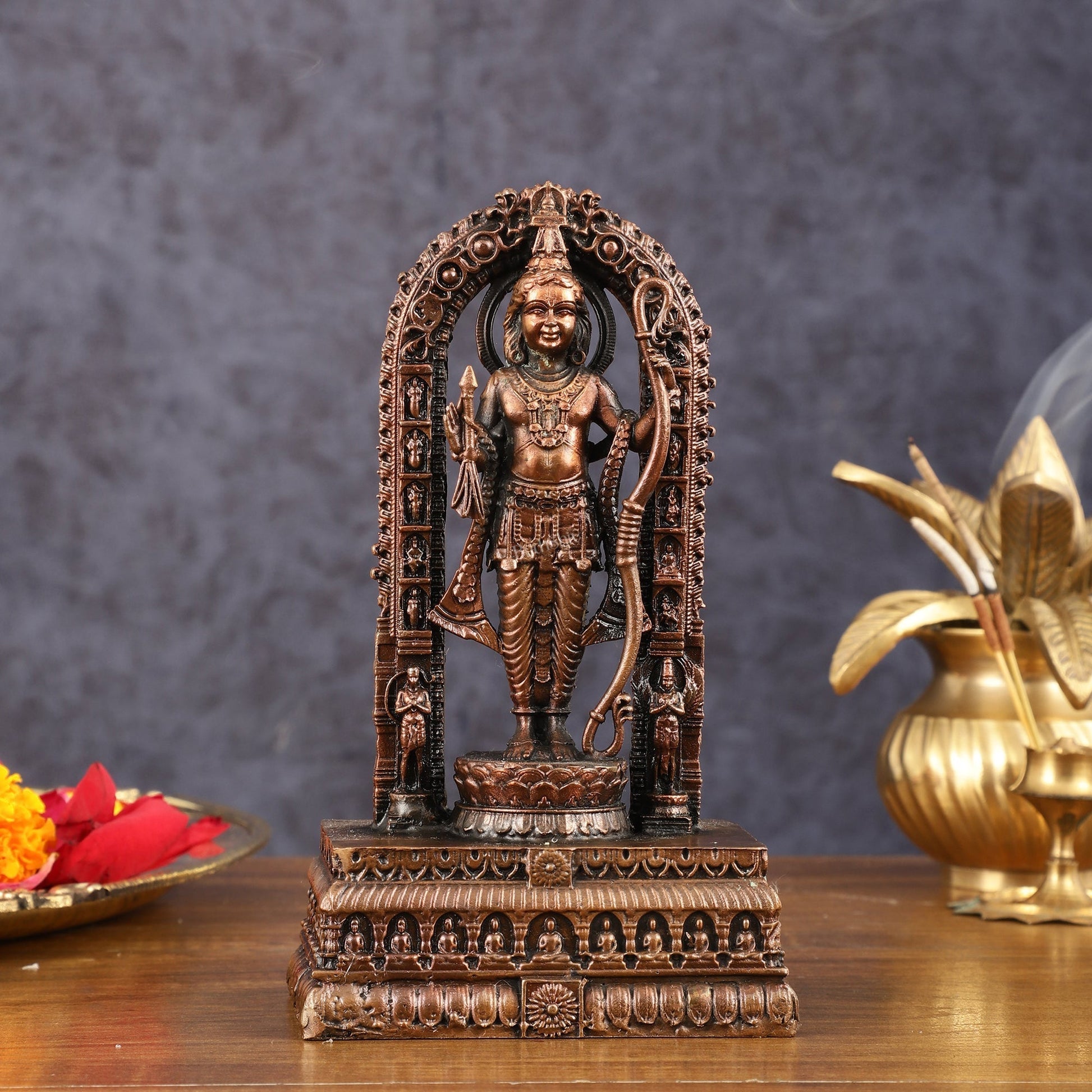 Pure Copper Ram Lalla Idol 7 inch - Sama Homes Idol - Brass Sculpture - Eco-friendly - Sama Homes