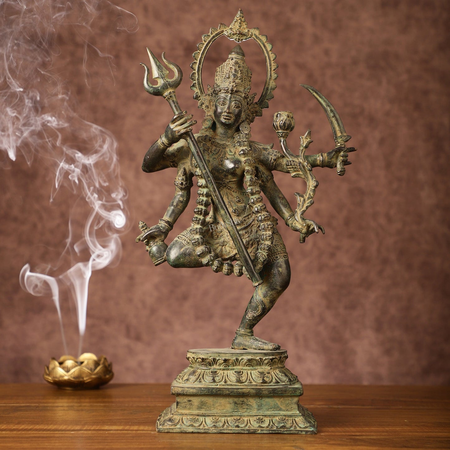 Indonesian Bronze Rare Dancing Mahakali Ma Statue | Height: 16.5 inch - Sama Homes Idol - Brass Sculpture