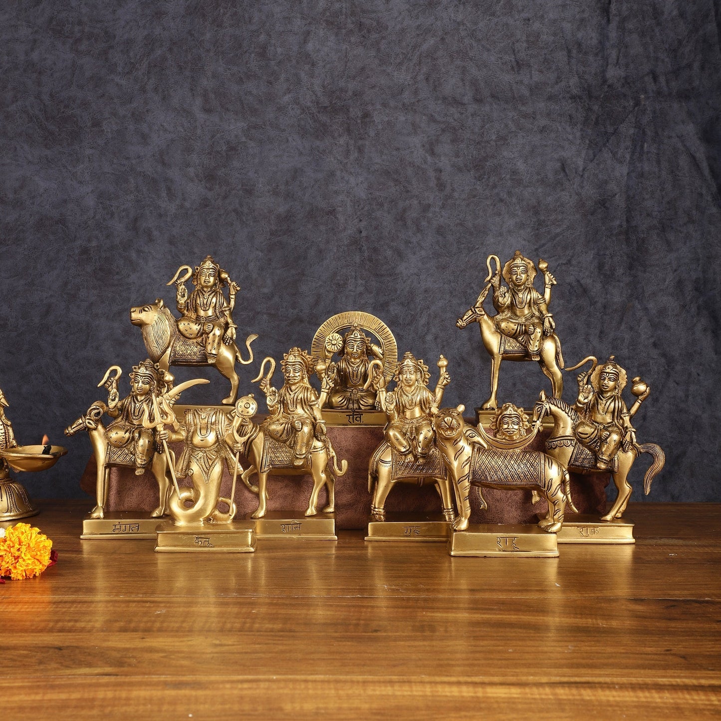 Pure Brass Superfine Navgraha Idols - 6.5 Inch Height - Sama Homes Idol - Brass Sculpture