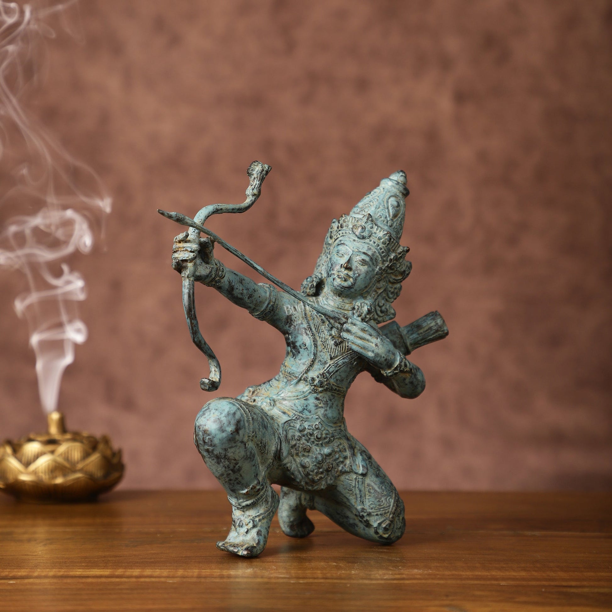 Vintage Indonesian Bronze Lord Rama Sculpture | Height: 8 inches - Sama Homes Idol - Brass Sculpture - Eco-friendly - Sama Homes