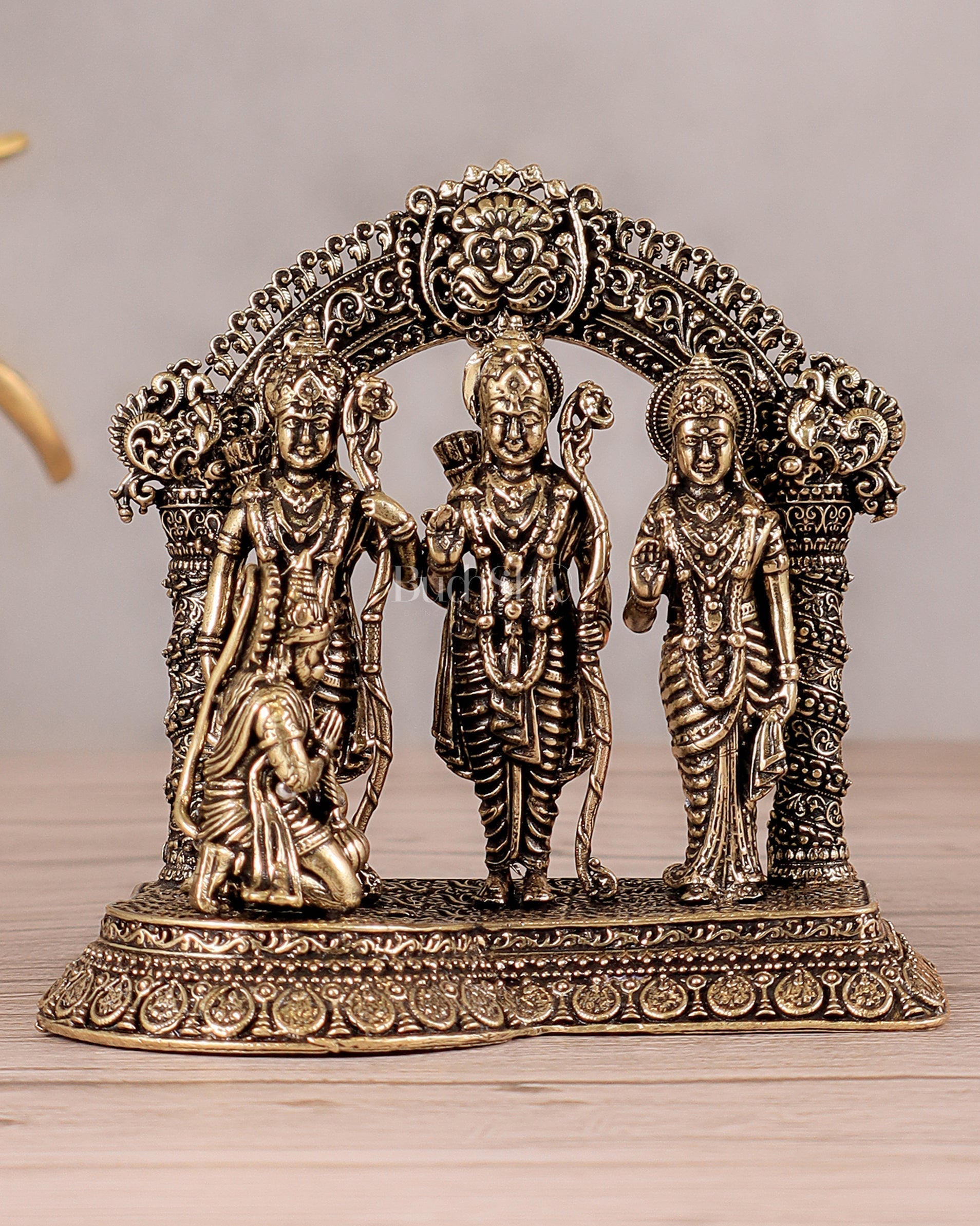 Ram Darbar Pure Brass Superfine Idol with Intricate Carvings - Sama Homes Idol - Brass Sculpture - Eco-friendly - Sama Homes