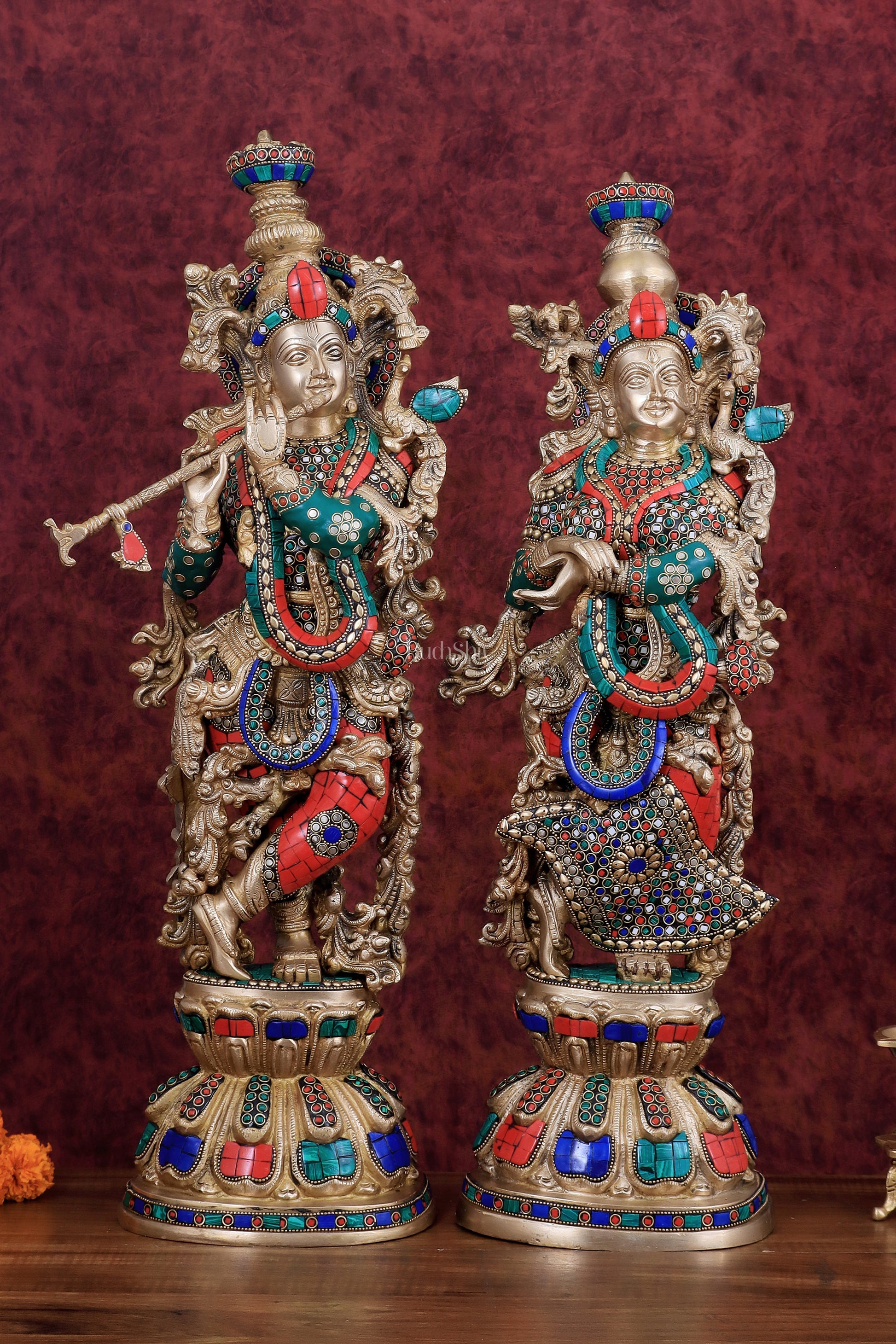 Pure Brass Radha Krishna Idol 25 inch - Sama Homes Idol - Brass Sculpture - Eco-friendly - Sama Homes