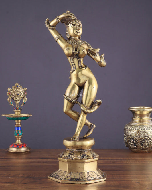 Brass Apsara Unique Sculpture – A Testament of Fertility 16" | 100% Certified Copper & Brass - Sama Homes Idol - Brass Sculpture
