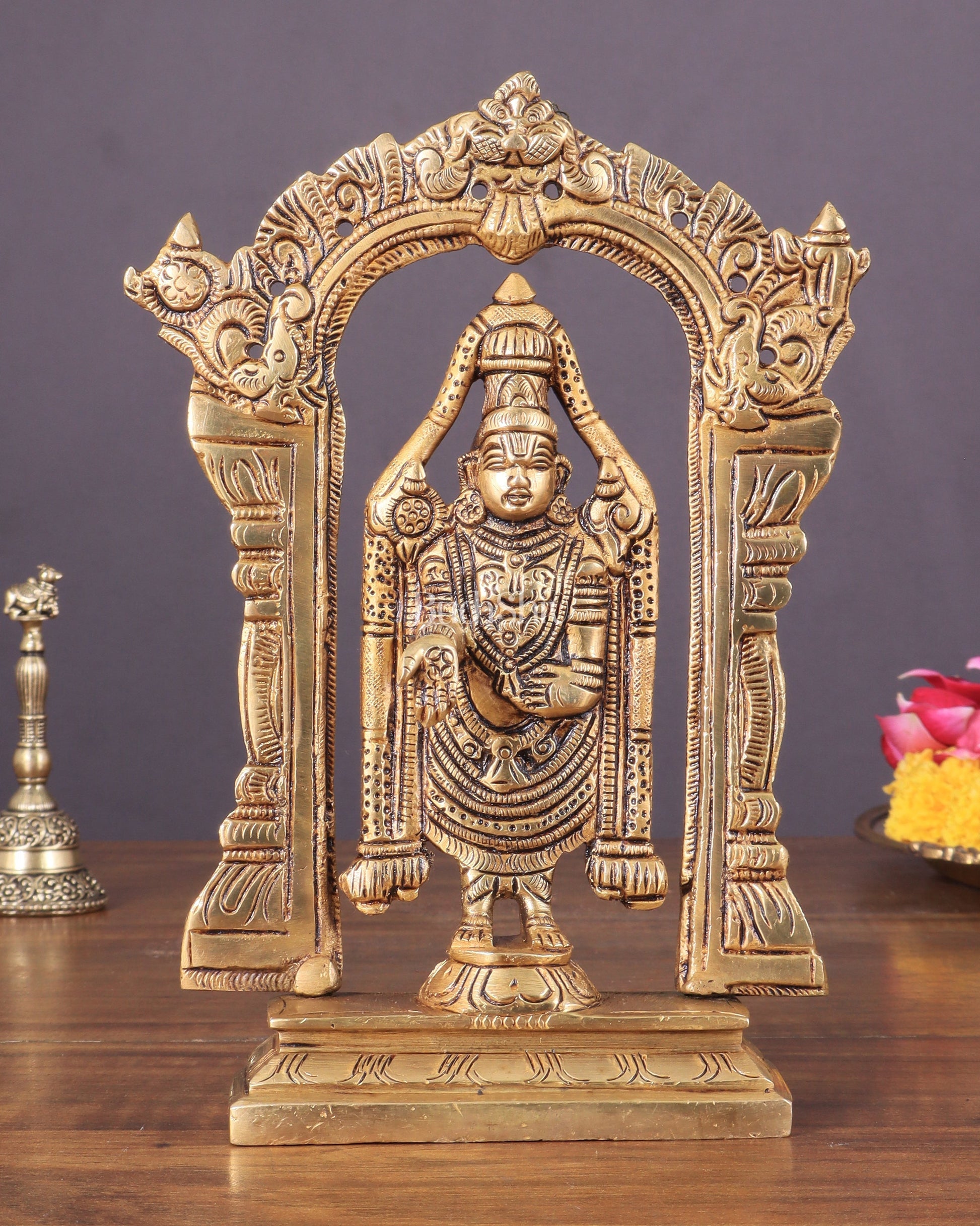 Brass Superfine Tirupati Balaji Lord Venkateshwara Swamy Idol | Height 6.5 inch - Sama Homes Idol - Brass Sculpture - Eco-friendly - Sama Homes