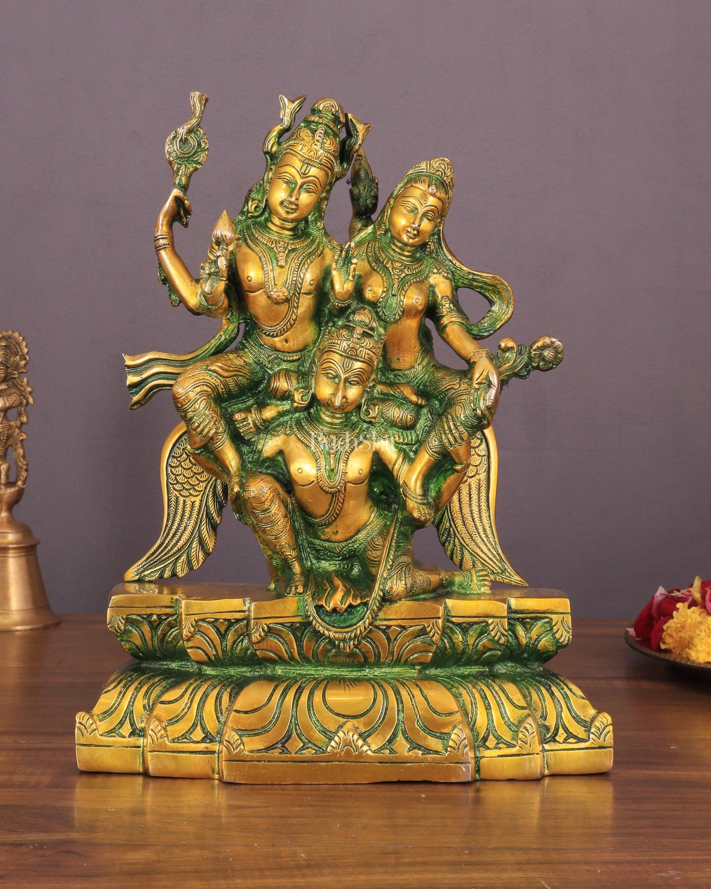 Vishnu Lakshmi on Garuda Brass idol 12 inch - Sama Homes Idol - Brass Sculpture