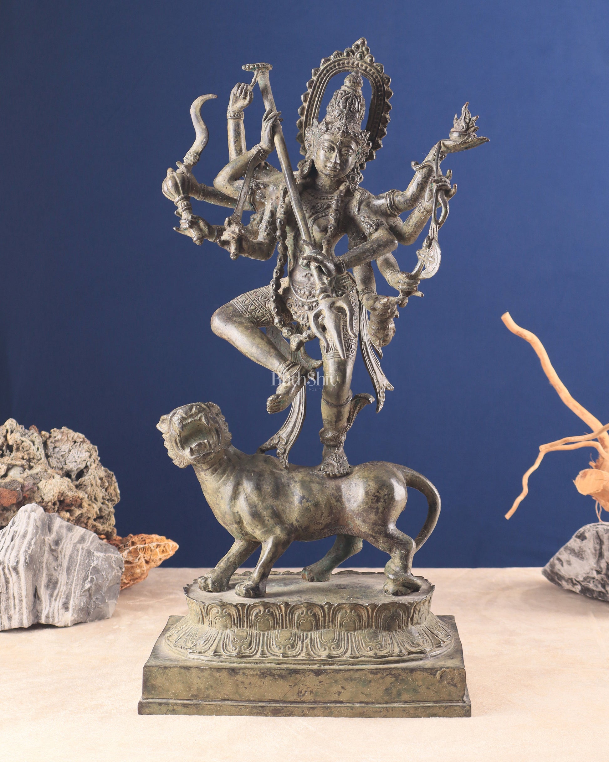 Goddess Kali Indonesian Bronze Vintage Sculpture – 22" - Sama Homes Idol - Brass Sculpture - Eco-friendly - Sama Homes