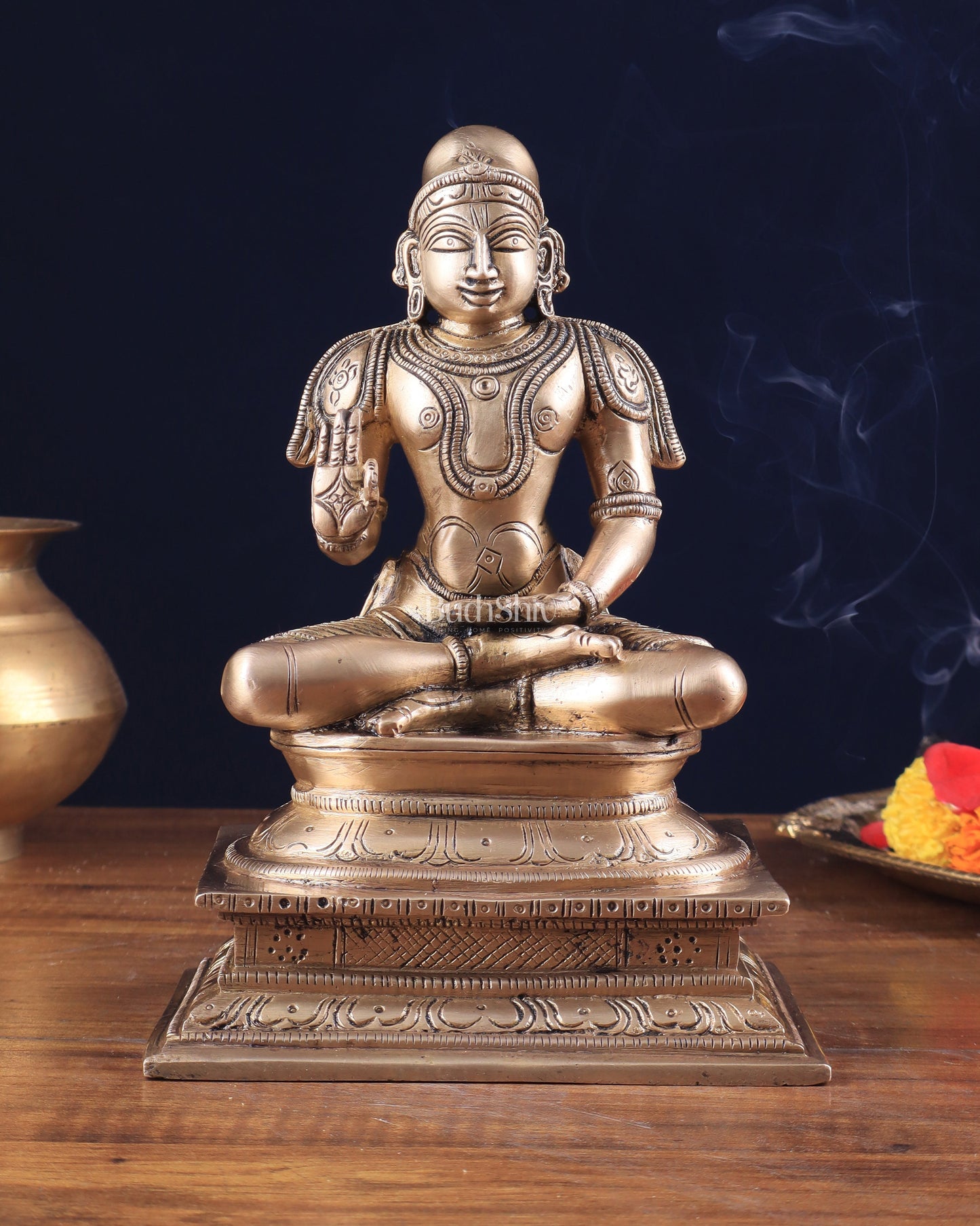 Pure Brass Madhurakavi Alvar - Azhwar Saint of South India 8.25" - Sama Homes Idol - Brass Sculpture