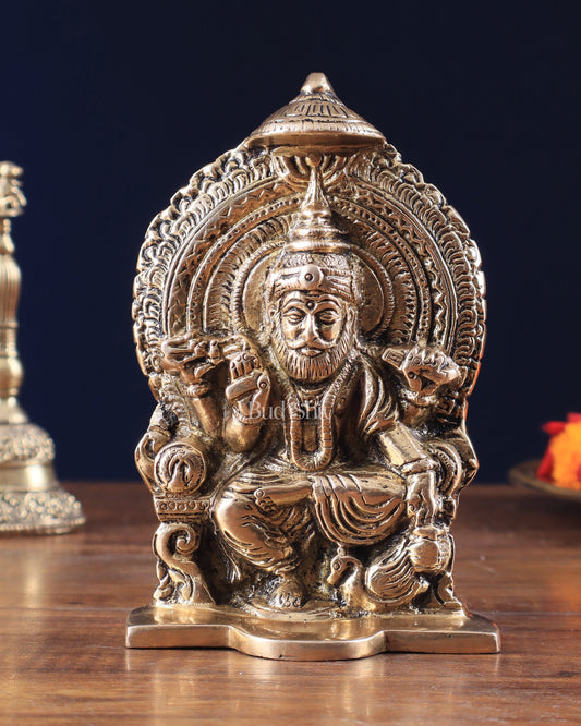 Pure Brass Lord Vishwakarma Idol 5.5" - Sama Homes Idol - Brass Sculpture