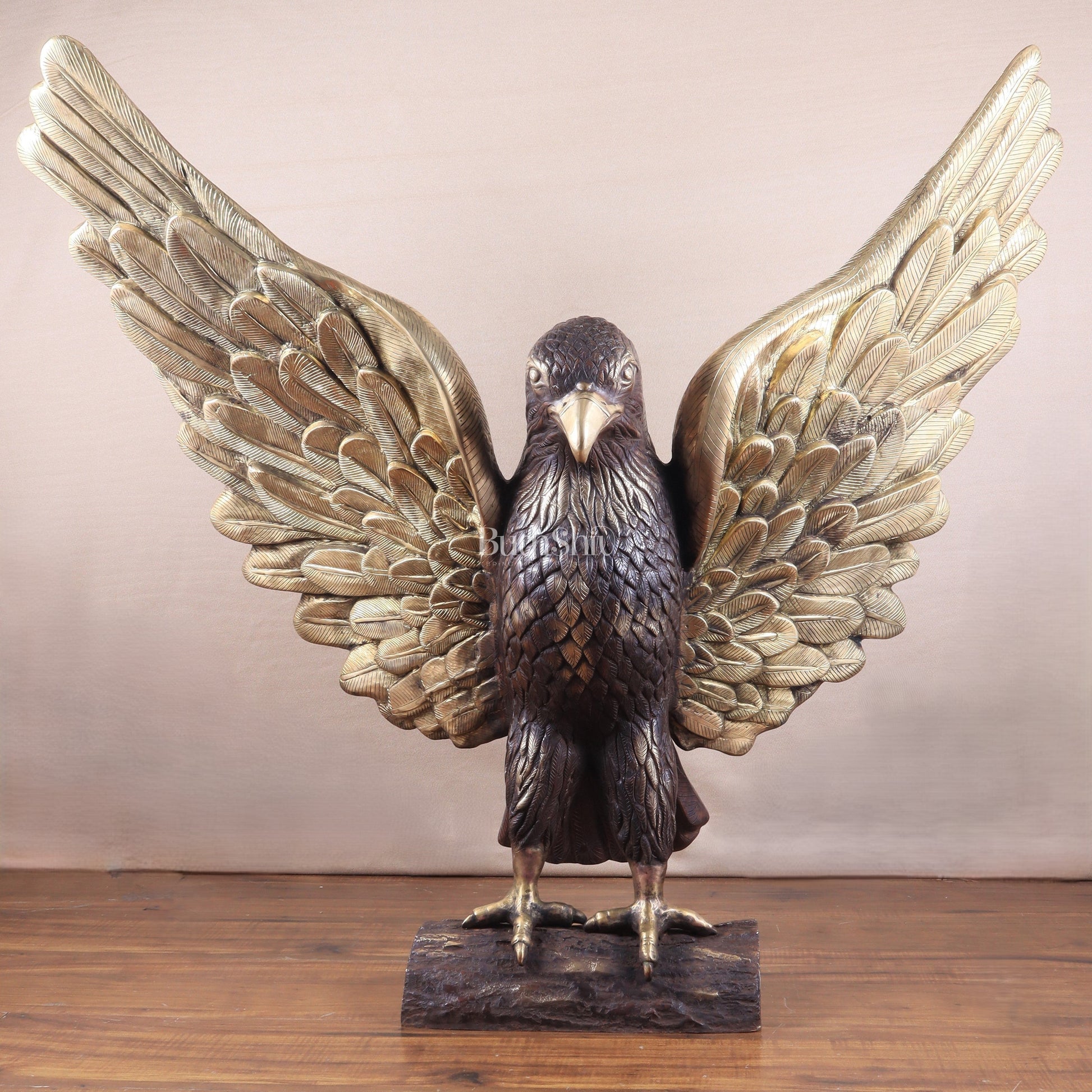 Brass Massive Eagle Jatayu with Open Wings Sculpture 41 inch | 100% Certified Copper & Brass - Sama Homes Idol - Brass Sculpture - Eco-friendly - Sama Homes