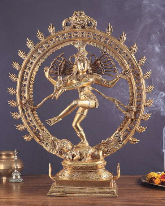 Brass Superfine Lord Nataraja Finely Crafted Statue 24.5" - Sama Homes Idol - Brass Sculpture