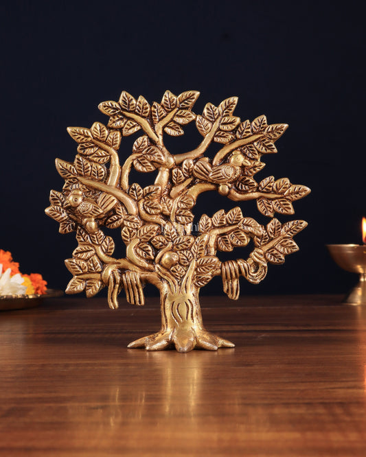 Pure Brass Kalpavriksha Tree – Small Size 6" - Sama Homes Idol - Brass Sculpture