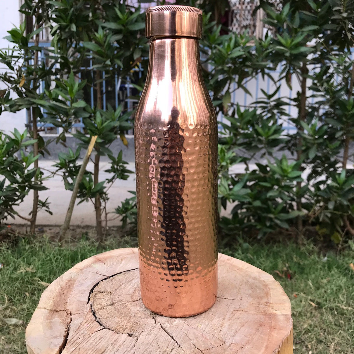 Pure Copper Hammered Design Water Bottle Plain Unique Design Capacity 1000ML by SAMA Homes - Copper Bottle (View 3)