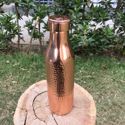 Pure Copper Hammered Design Water Bottle Plain Unique Design Capacity 1000ML by SAMA Homes - Copper Bottle (View 4)