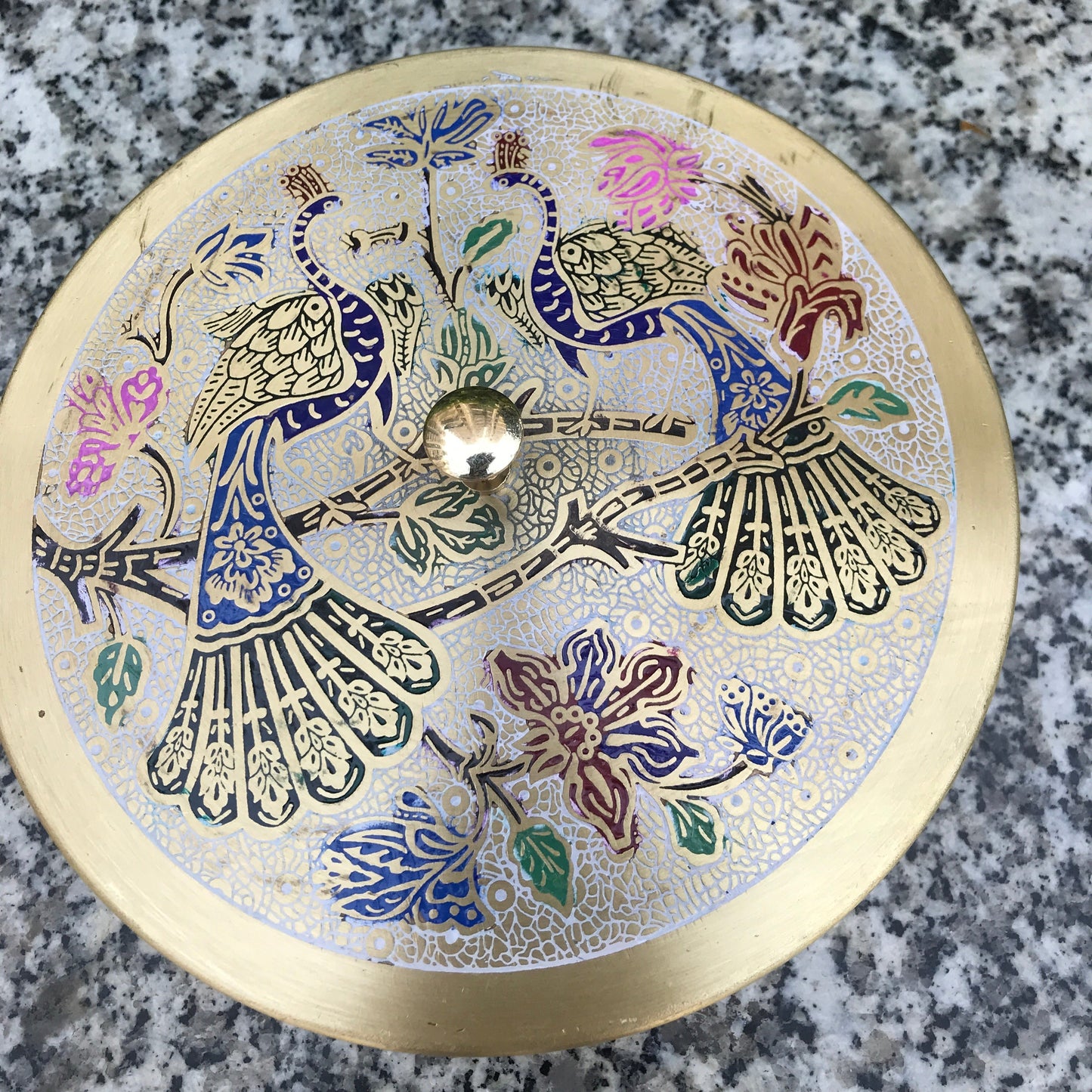 Brass Spice Box Peacock Design