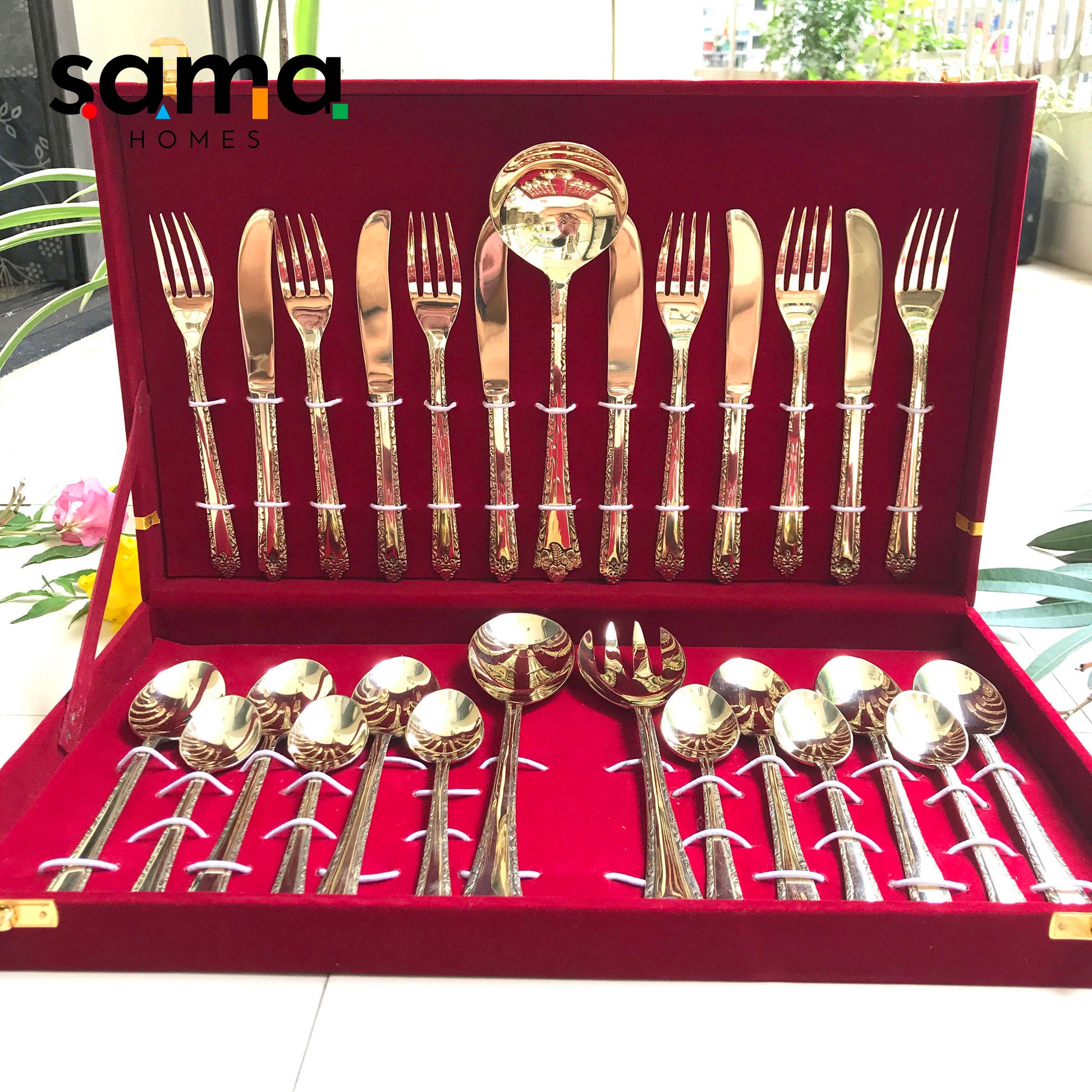 Brass Cutlery Set of 27 Pieces