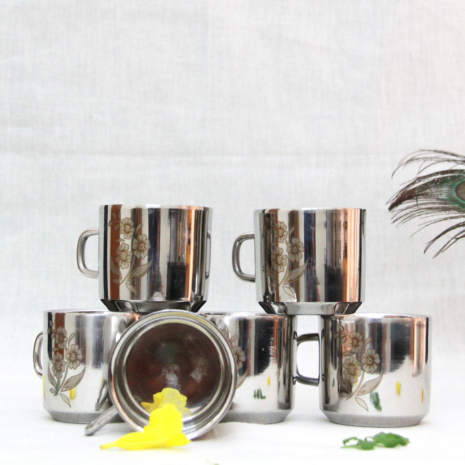 Floral Design Set of 6 Tea / Coffee Set