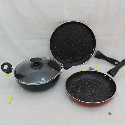 Non Stick set of kadhai , Tawa, Fry Pan with 2 Spatula