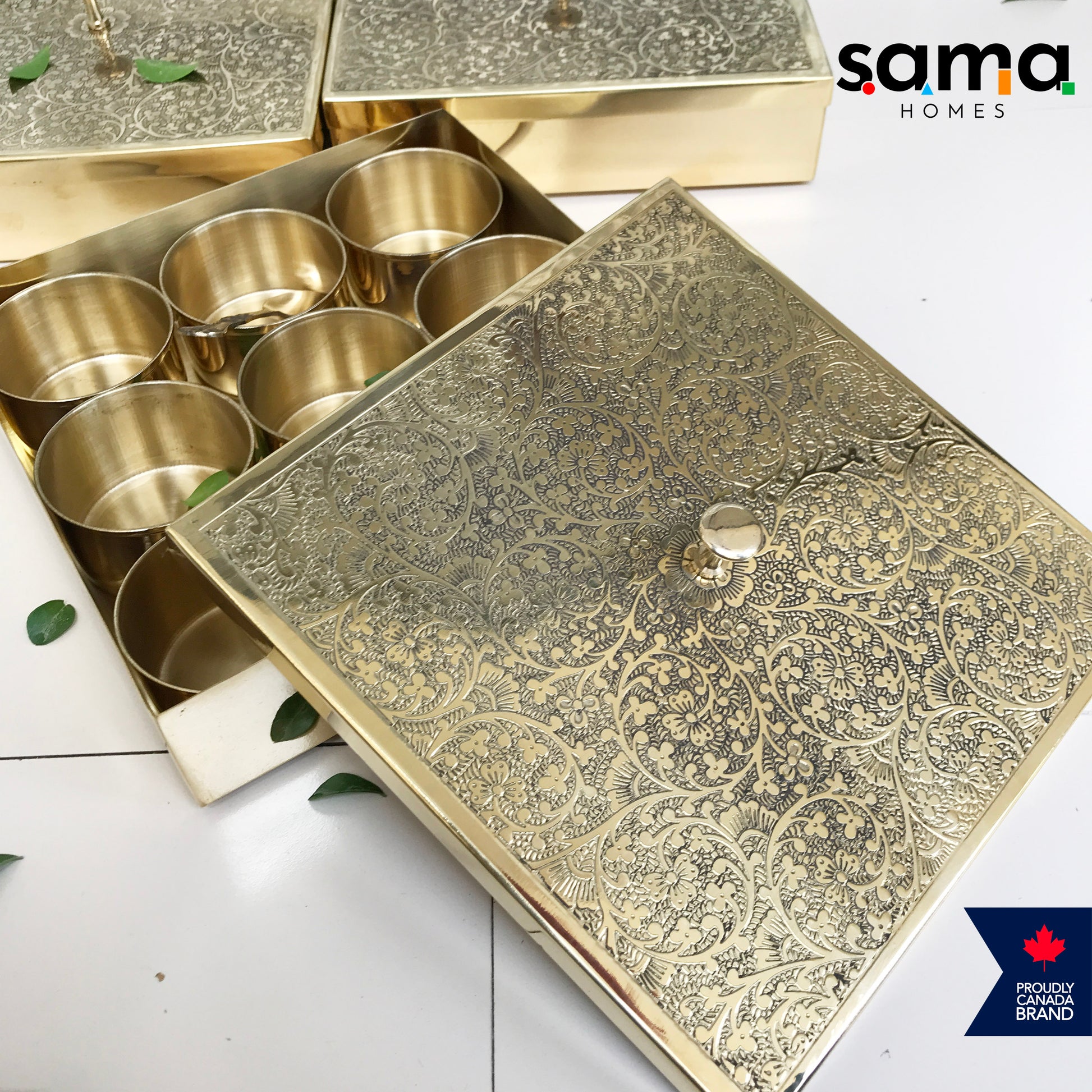 Sama Homes Brass Spicebox square