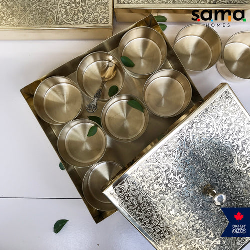 Brass Spice Box Square Shape | Matte & Glossy Finish | Masaladani | Masala box 9 Compartments | Handmade