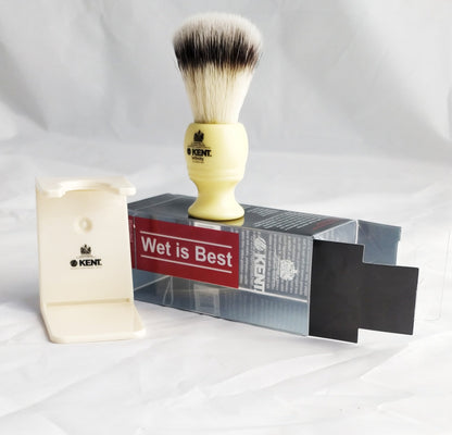 K-WETISBEST Kent 2pc Shaving Set, Blended Bristle Brush & Stand, Cream by Kent - Shaving Brushes