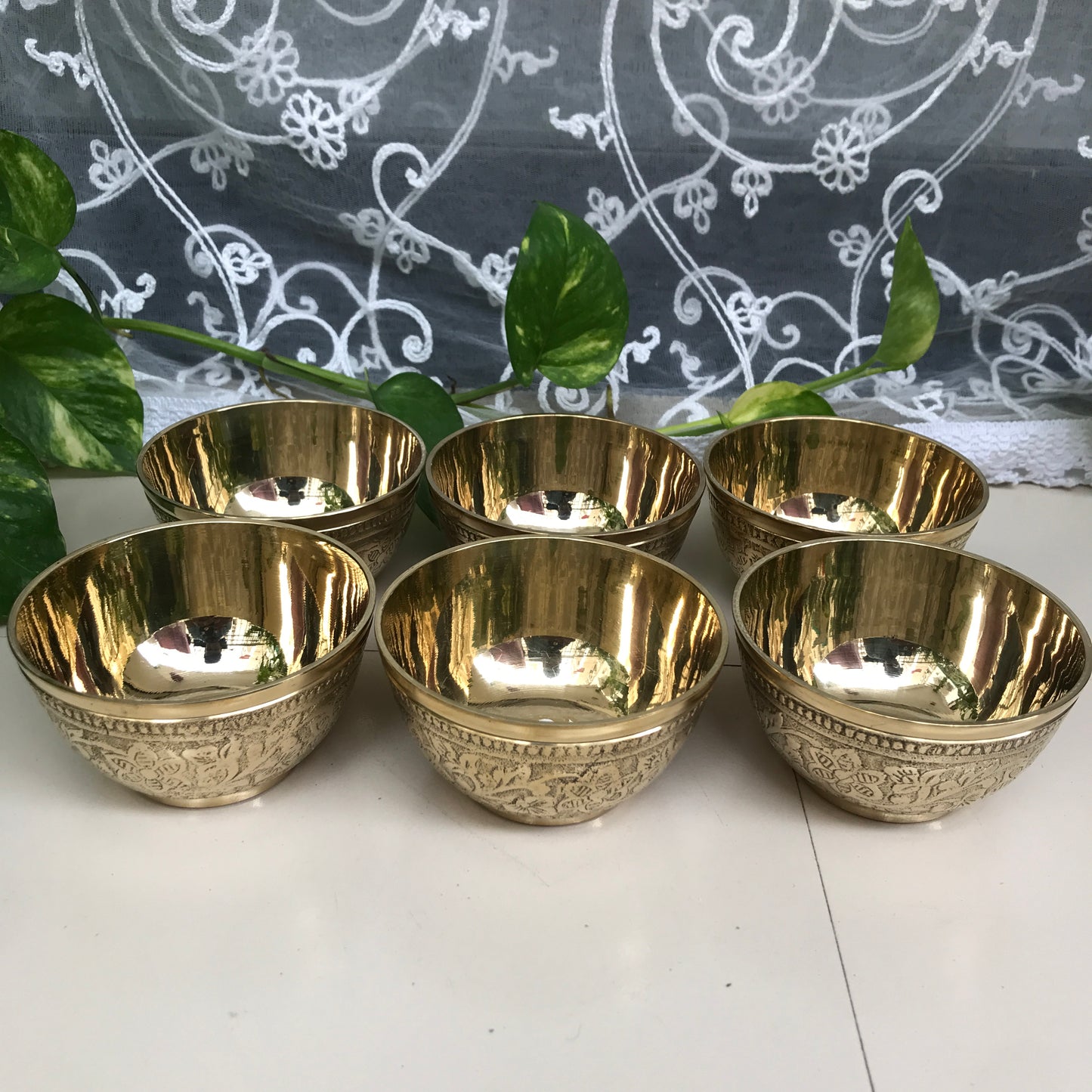 Brass Bowl Set of 6 – Premium Handcrafted Bowls for Dining, Serving & Décor | Elegant Indian Kitchenware