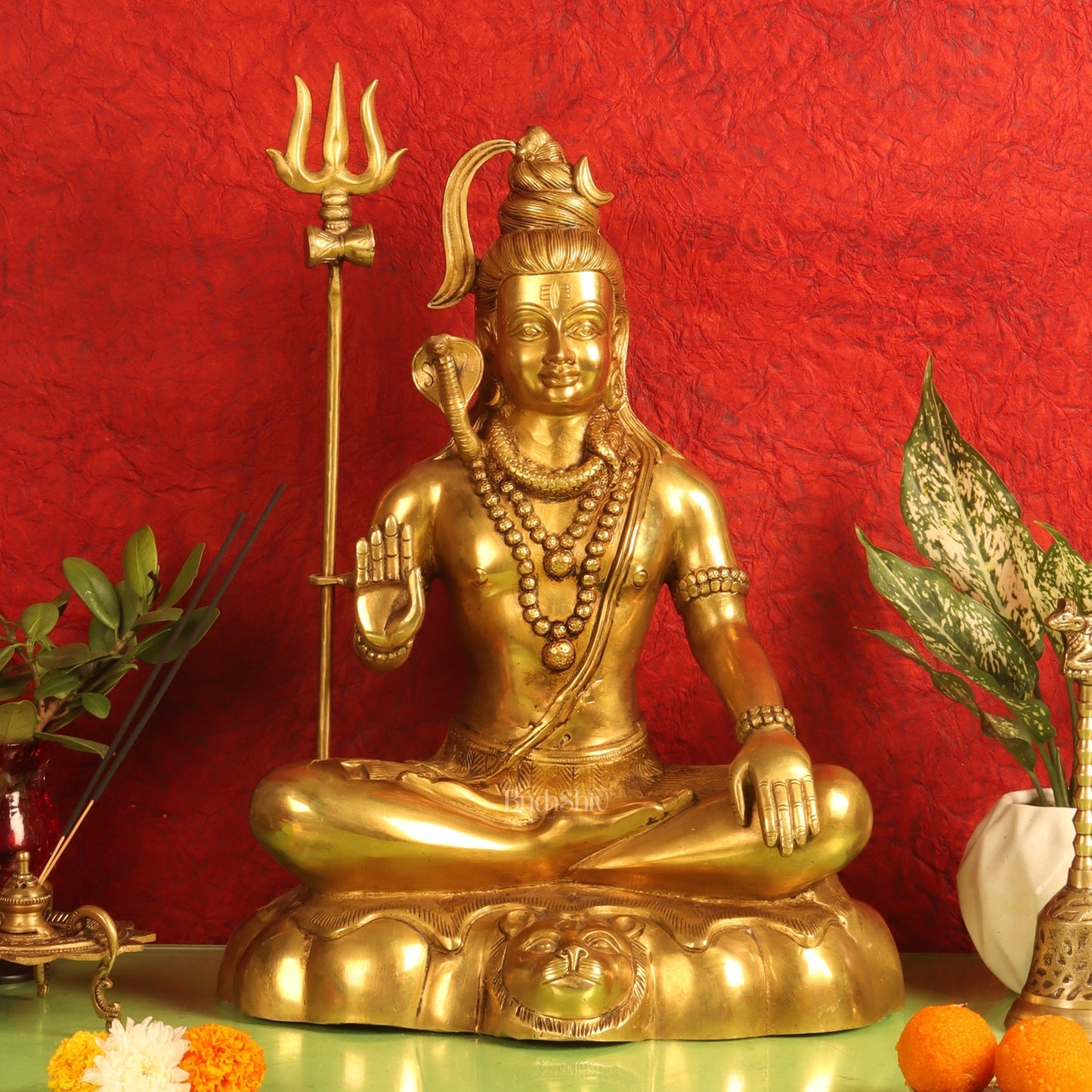 Brass Shiva murti 20 inch | 100% Certified Copper & Brass - Sama Homes Idol - Brass Sculpture