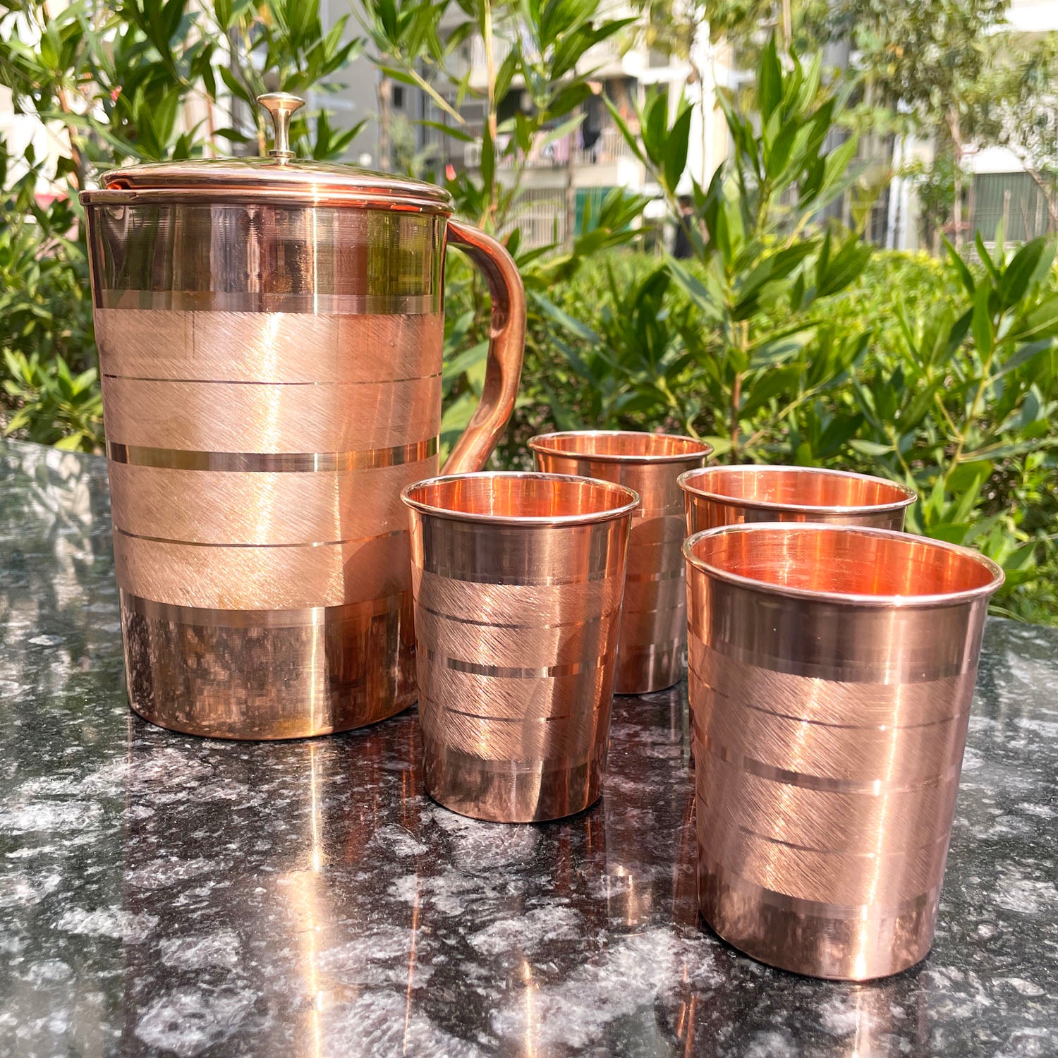 Copper Jug  4 glasses set