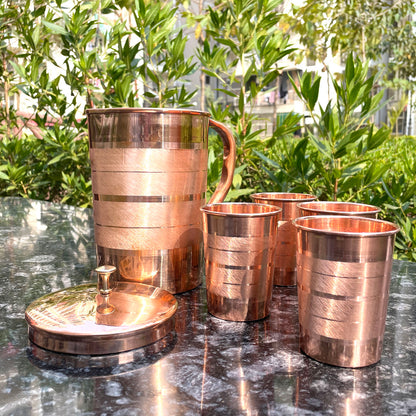 Copper Glasses with Jug Set 