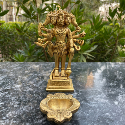 Brass Lord Panchmukhi Hanuman 7 Inches Idol