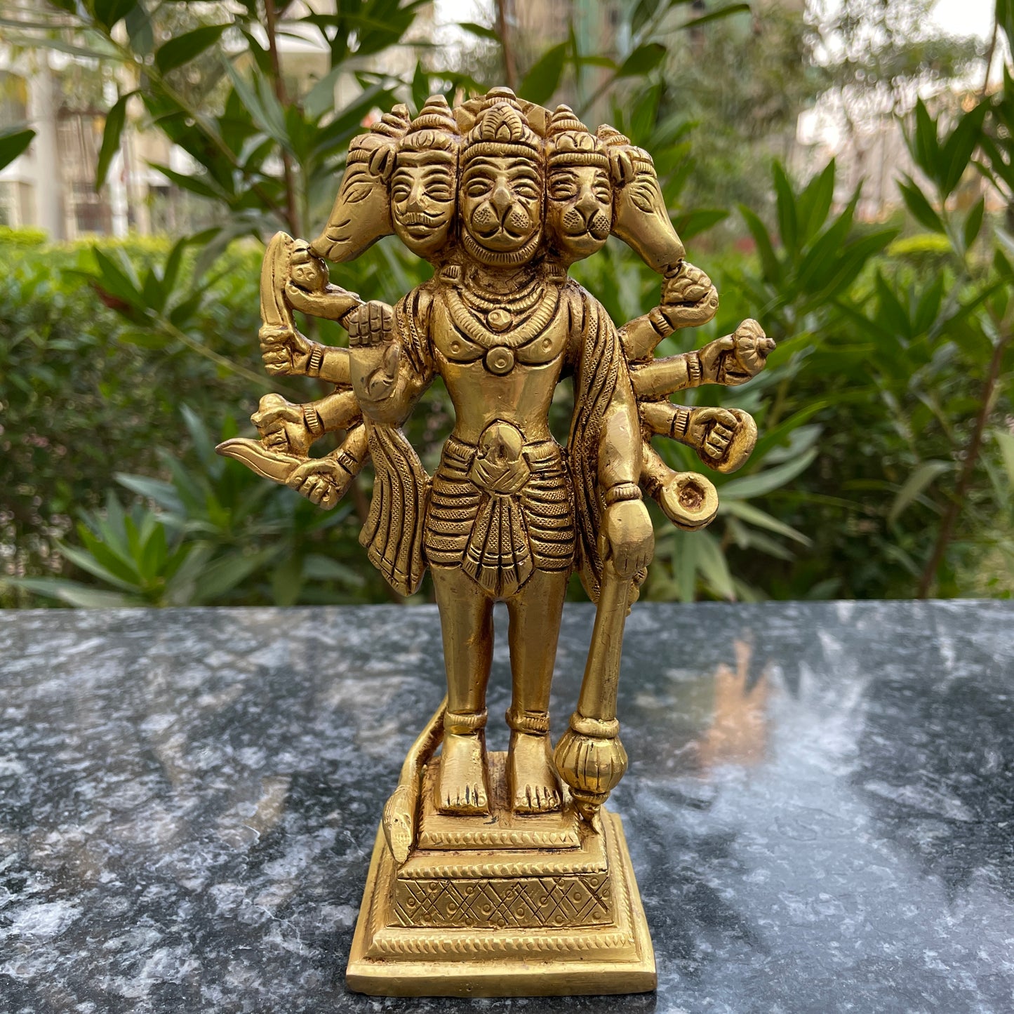 Brass Lord Panchmukhi Hanuman 7 Inches Idol