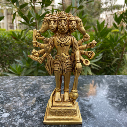 Brass Lord Panchmukhi Hanuman 7 Inches Idol