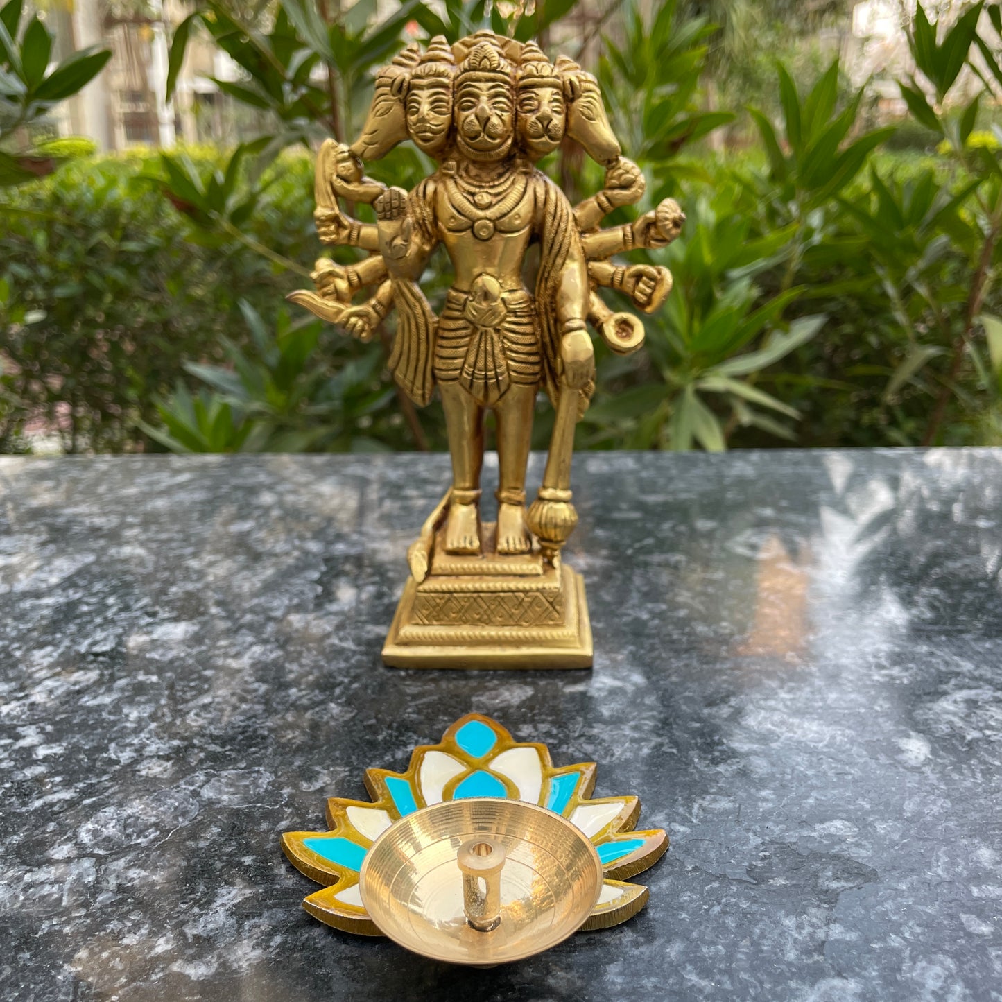 Brass Lord Panchmukhi Hanuman 7 Inches Idol