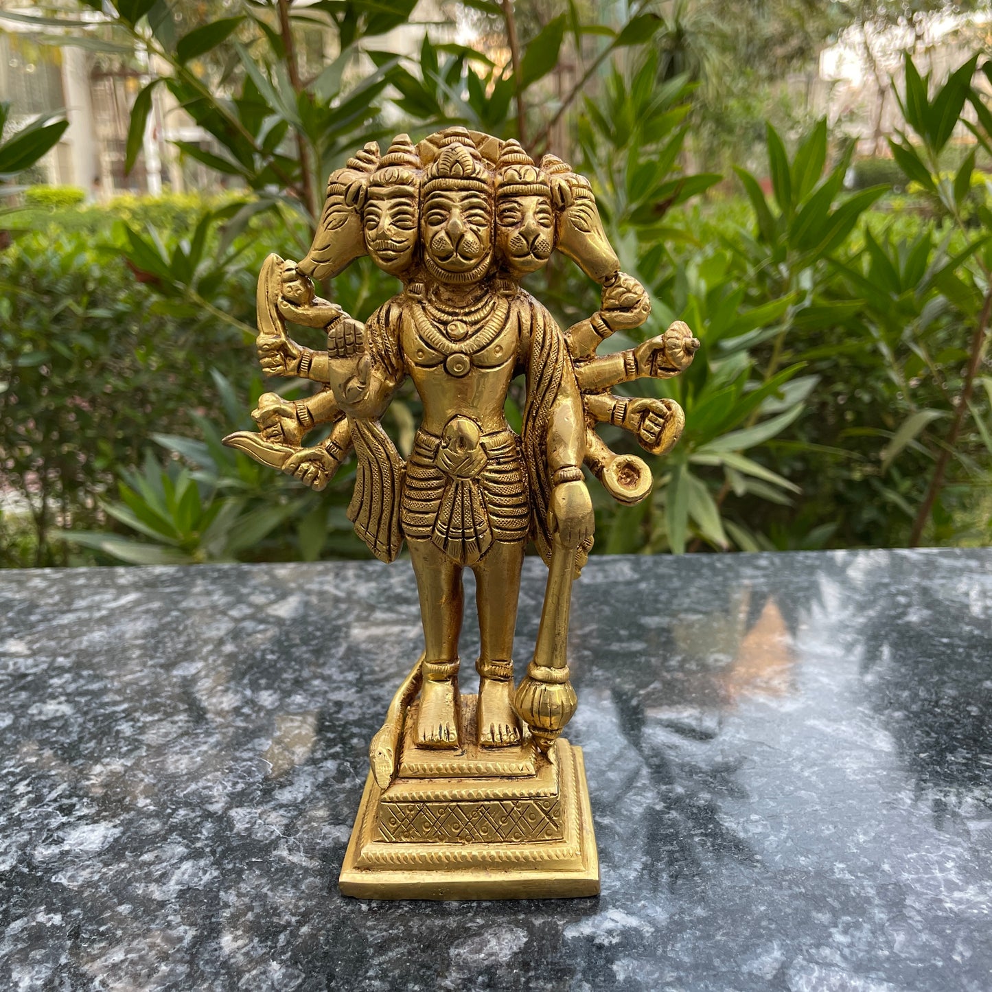 Brass Lord Panchmukhi Hanuman 7 Inches Idol