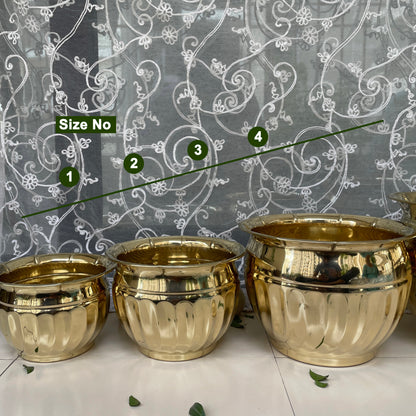 Brass Planters Matka Shape | Brass Plant Pots | Available in Set | Home and Office Decoration