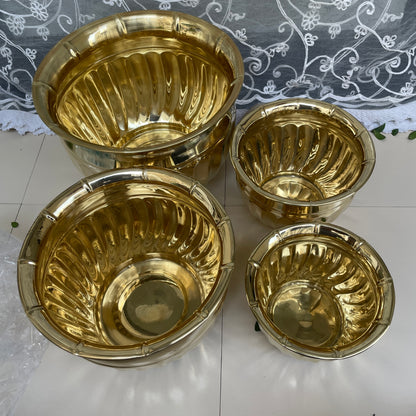 Brass Planters Matka Shape | Brass Plant Pots | Available in Set | Home and Office Decoration