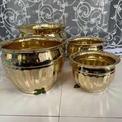 Brass Planters Matka Shape | Brass Plant Pots | Available in Set | Home and Office Decoration