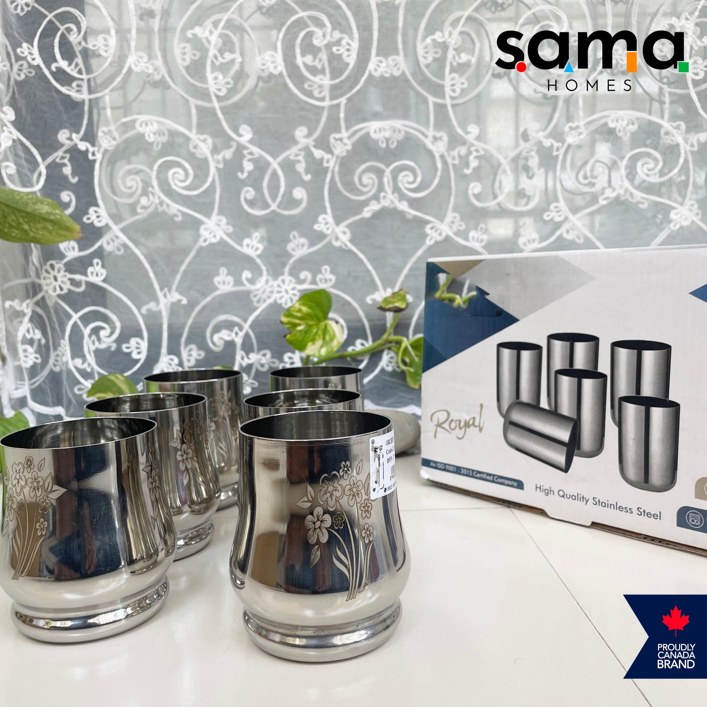 Sama homes Stainless Steel Tumbler Set of 6
