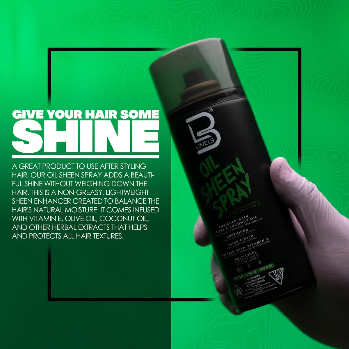 LV3 Oil Sheen Spray 400 ml by L3VEL3 - Sustainable Living (View 2)