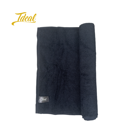 Ideal Bleachproof Cotton Barber Towels Black 16" x 28" (12 Pack)