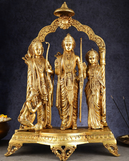 Sama Homes-majestic pure brass ram darbar idol set with temple arch 24 5
